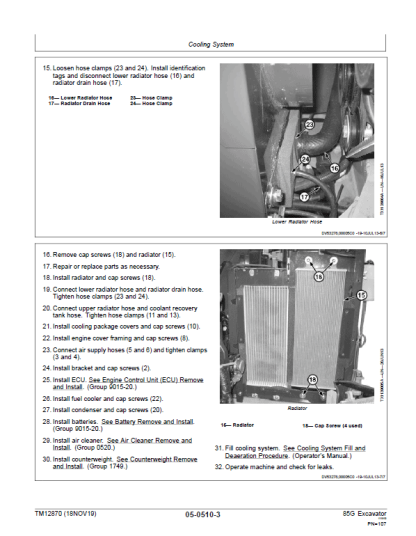 John Deere 85G Excavator Repair Service Manual