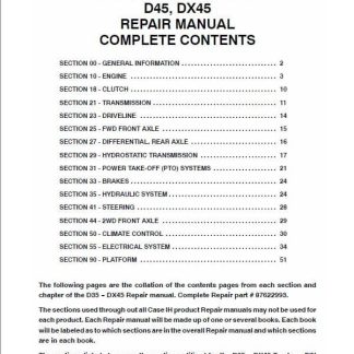 Case DX35, DX40, DX45 Tractor ervice Repair Manual