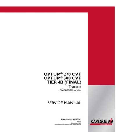 Case IH OPTUM 270 CVT, OPTUM 300 CVT TIER 4B (FINAL) Tractor Service Manual