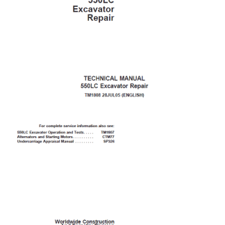 John Deere 550LC Excavator Technical Manual TM1808