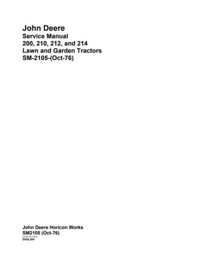 John Deere Service Manual 200