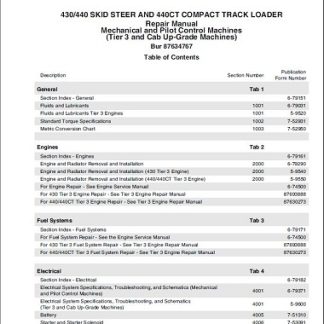 Case 430 440 Skid Steer And 440CT Compact Track Loader Service Manual