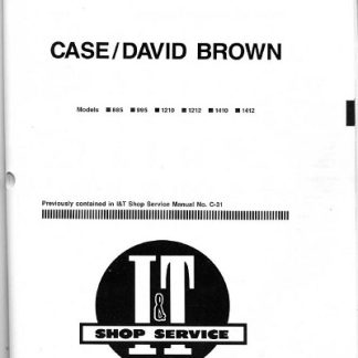 Case David Brown 885, 995, 1210, 1212, 1410, 1412 Tractors Shop Manual