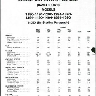 Case David Brown 1190, 1290 ,1690 Tractor Shop Manual