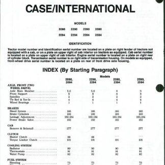 Case IH 2090 ,2094 ,2290 ,2294 ,2390 ,2394 ,2590 ,2594 Tractor Shop Manual