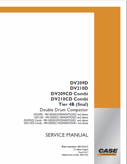 Case DV209D, DV210D, DV209CD, DV210CD Compactor Manual