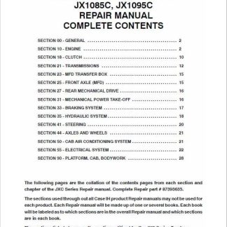 Case IH JX1060C, JX1070C ,JX1075C ,JX1085C, JX1095C Tractor Service Manual