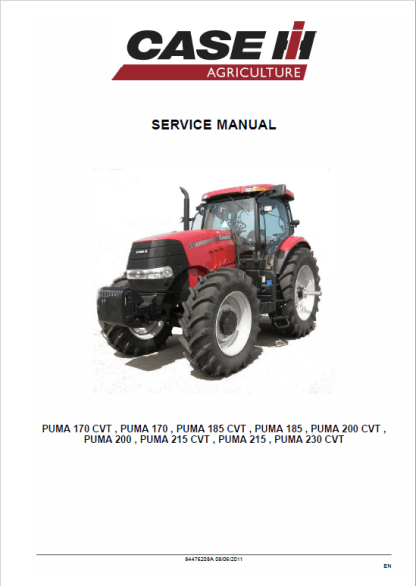 CASE IH PUMA 170 185 200 215 230 CVT Tractors Service Manual
