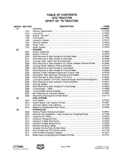 Case IH 1570 Tractor Service Manual