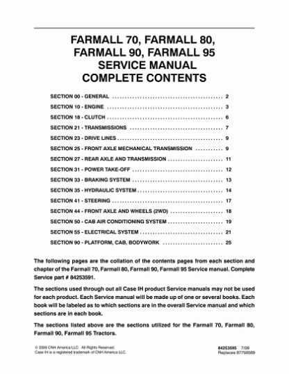 Case IH Farmall Tractors 70, 80 ,90 ,95 Service Manual