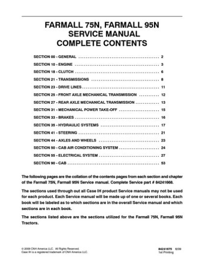 Case IH Farmall 75N, Farmall 95N Tractors Service Manual