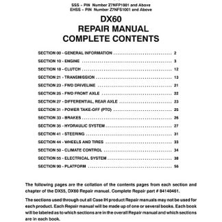 Case IH DX55, DX60 Tractor Service Manual