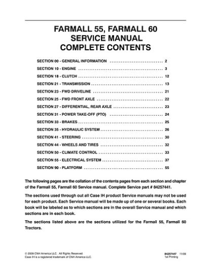 Case IH Farmall 55, Farmall 60 Tractors Service Manual