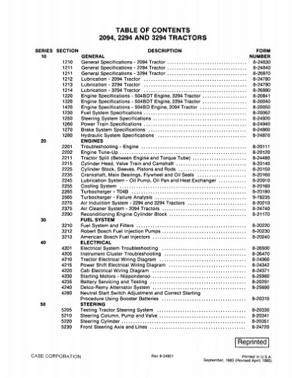 Case 2094, 2294, 3294 Tractor Service Manual