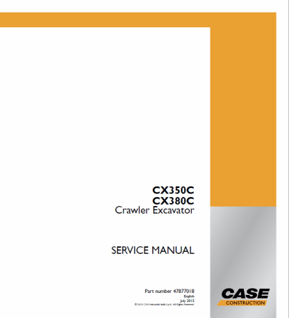 Case CX350C, CX380C Crawler Excavator Service Manual