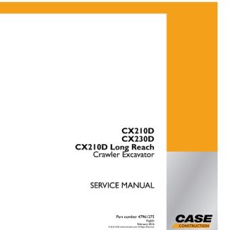 Case CX210D, CX230D, CX210D Long Reach Crawler Excavator Service Manual