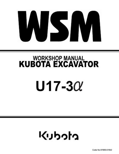 Kubota U17-3a Excavator Service Repair Manual