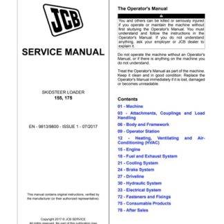 JCB 155,175 Skid Steer Loader Service Manual