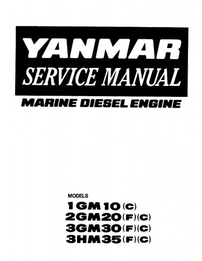 Yanmar 1GM10, 2GM20, 3GM30, 3HM35 Marine Diesel Engine Service Manual