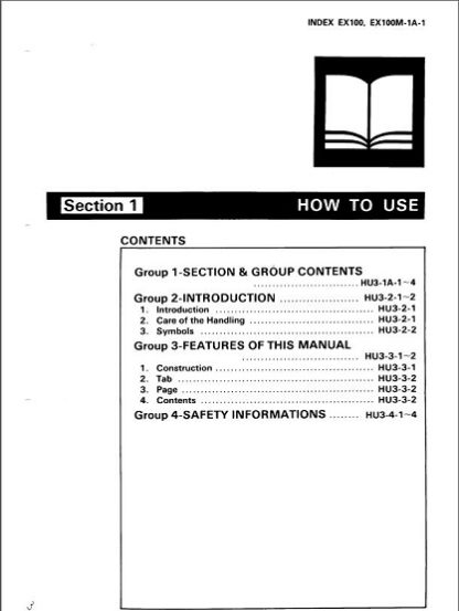 Hitachi EX100, EX100M Excavator Workshop Manual