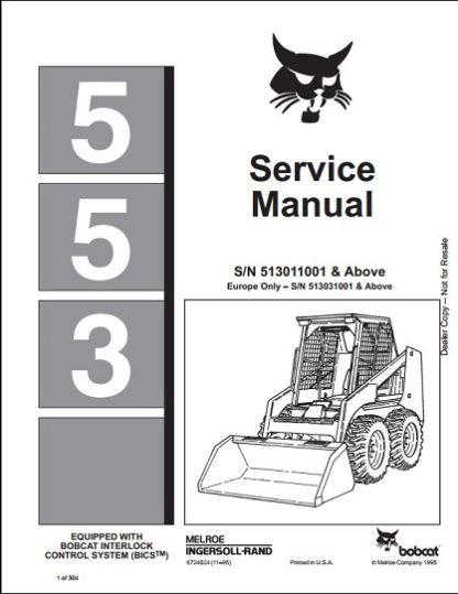 Bobcat 553 Skid Steer Loader Service Manual