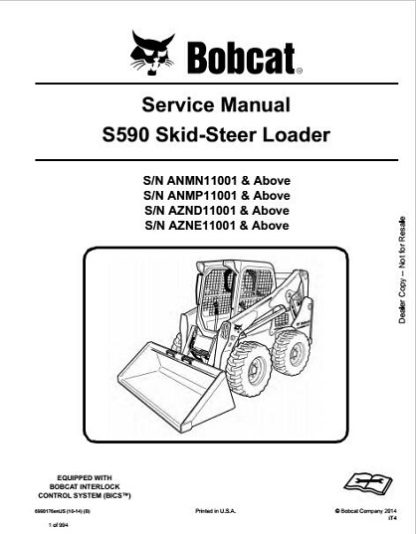 Bobcat S590 Skid Steer Loader Service Manual