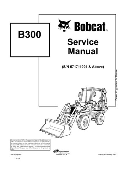 Bobcat B300 Loader Backhoe Service Manual