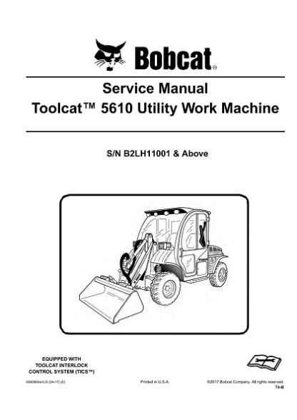 Bobcat Toolcat 5610 Utility Work Machine Service Manual