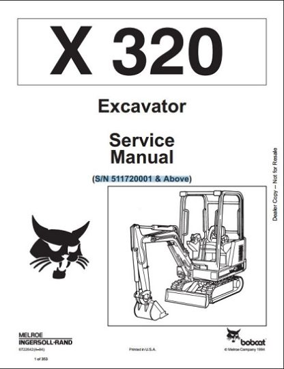 Bobcat 320 Mini Excavator Service Repair Manual